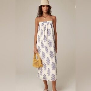NWT Best seller JCrew Floaty midi dress in block-print cotton voile